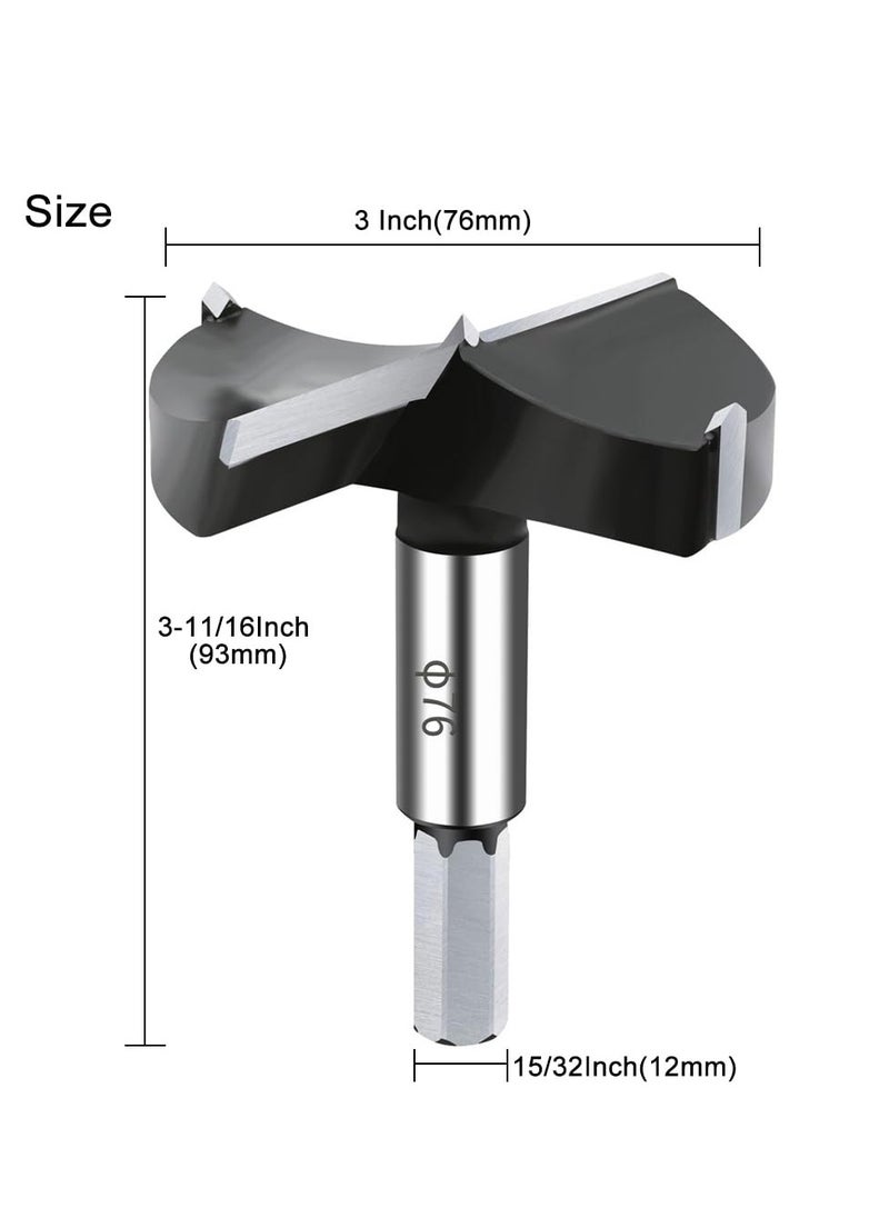 SYOSI SYOSI Carbide Forstner Drill Bit, 3Inch Carbide Tipped Forstner Drill Bit, Wood Drilling bit Set Woodworking Hinge Cutter Tool Kits for Wood Plastic Plywood  - Image 2