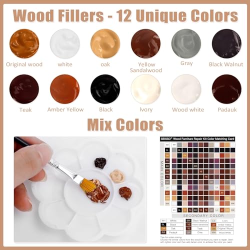 SEISSO طقم إصلاح الأثاث SEISSO - 12 قطعة مجموعة ترميم الخشب بألوان متعددة - Image 3
