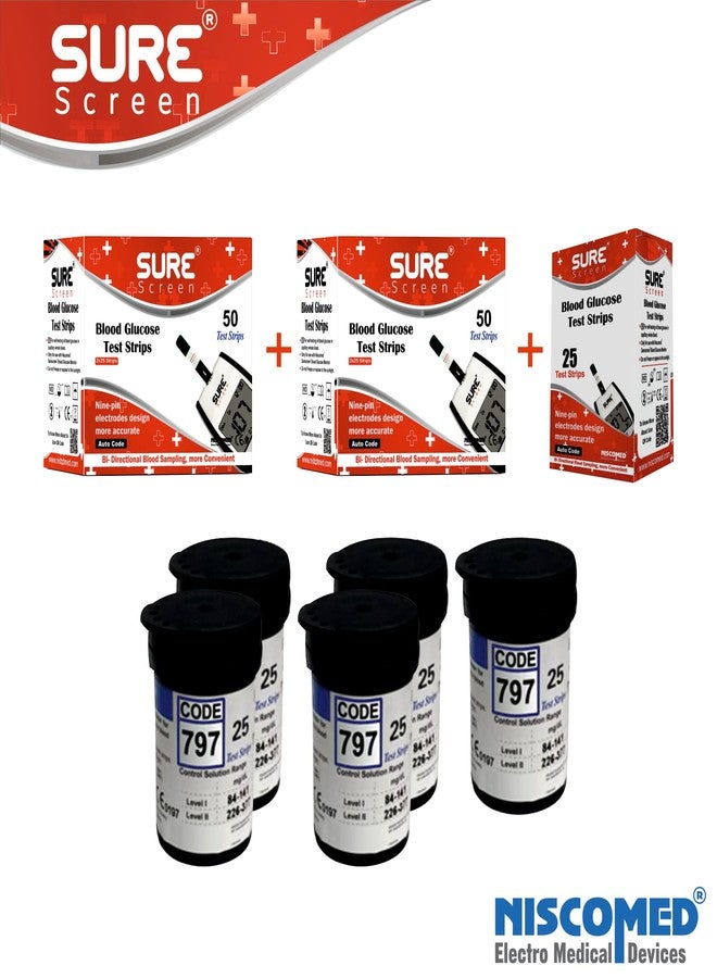NISCOMED Surescreen Glucometer Blood Sugar Test Strips 125 Strips Only Compatible with Surescreen Monitor Green - Image 5
