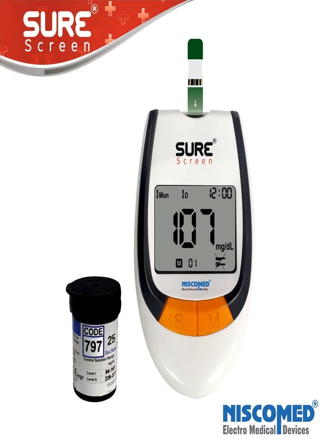 NISCOMED Surescreen Glucometer Blood Sugar Test Strips 125 Strips Only Compatible with Surescreen Monitor Green - Image 2