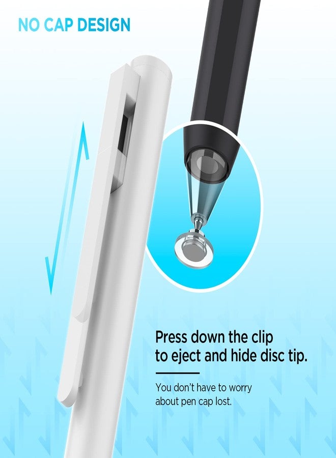 KXT Stylus for Touch Screens (2pcs), Smallest Disc Tip Universal Touch Pen for Apple iPad/Pro/Air/Mini/iPhone/Max/Samsung Galaxy Tablet/Amazon Fire HD/Chromebook/Android/HUAWEI/MI, Stylus with Pencil Clip - Image 5