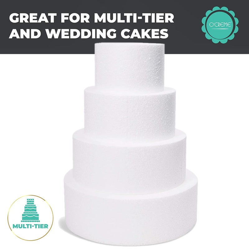O'CREME Polystyrene Dummy Cake Decorating Display for Baked Goods Bakery Supplies Round Shape (6â€ Diameter x 6â€ High) - Image 5