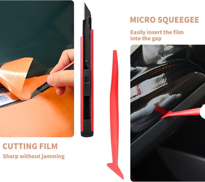 Gomake Vehicle Vinyl Wrap Window Tint Film Tool Kit Include 4 Inch Felt Squeegee, Retractable 9mm Utility Knife and Blades, Zippy Vinyl Cutter and Mini Go Corner Squeegee for Car Wrapping - Image 5