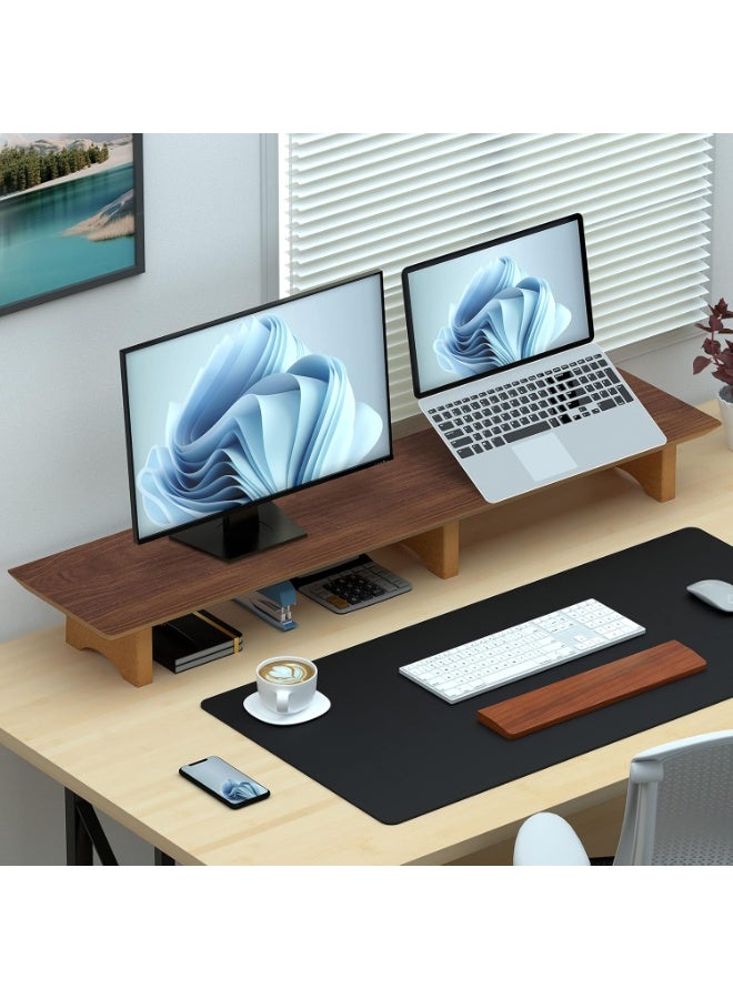 حامل لرفع الشاشة، حامل خشب صلب لسطح المكتب اللاب توب/التلفزيون/الكمبيوتر/الطابعات، رف منظم مثالي للمكتب مع مساحة تخزين اسفله لاكسسوارات المكتب من اوثيا (خشب جوز اسود، ثنائية) - Image 5