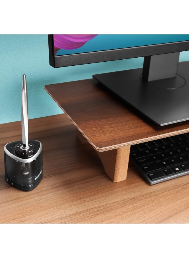 حامل لرفع الشاشة، حامل خشب صلب لسطح المكتب اللاب توب/التلفزيون/الكمبيوتر/الطابعات، رف منظم مثالي للمكتب مع مساحة تخزين اسفله لاكسسوارات المكتب من اوثيا (خشب جوز اسود، ثنائية) - Image 4