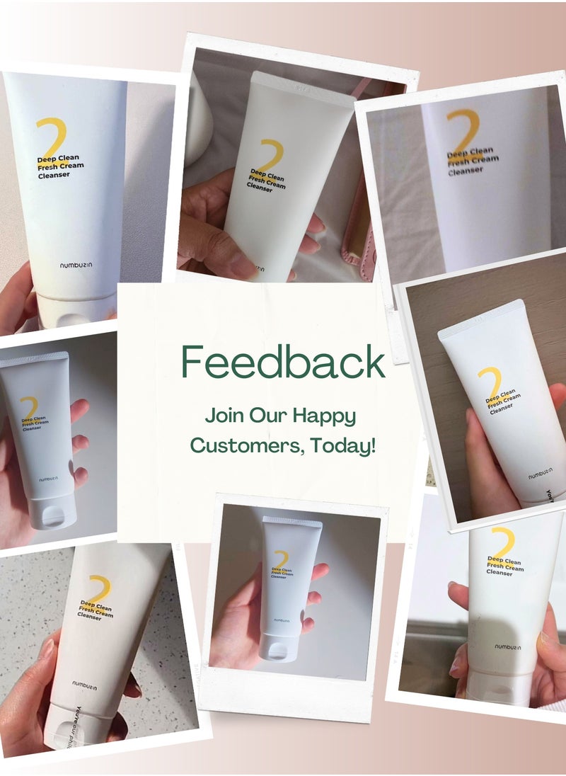 numbuzin - Numbuzin No.2 Deep Clean Fresh Cream Cleanser - Rich Foam Face Wash with Natural Cleansing Ingredients for Thoroughly Clean and Refreshing Skin,Korean Skincare,120ml - Image 1