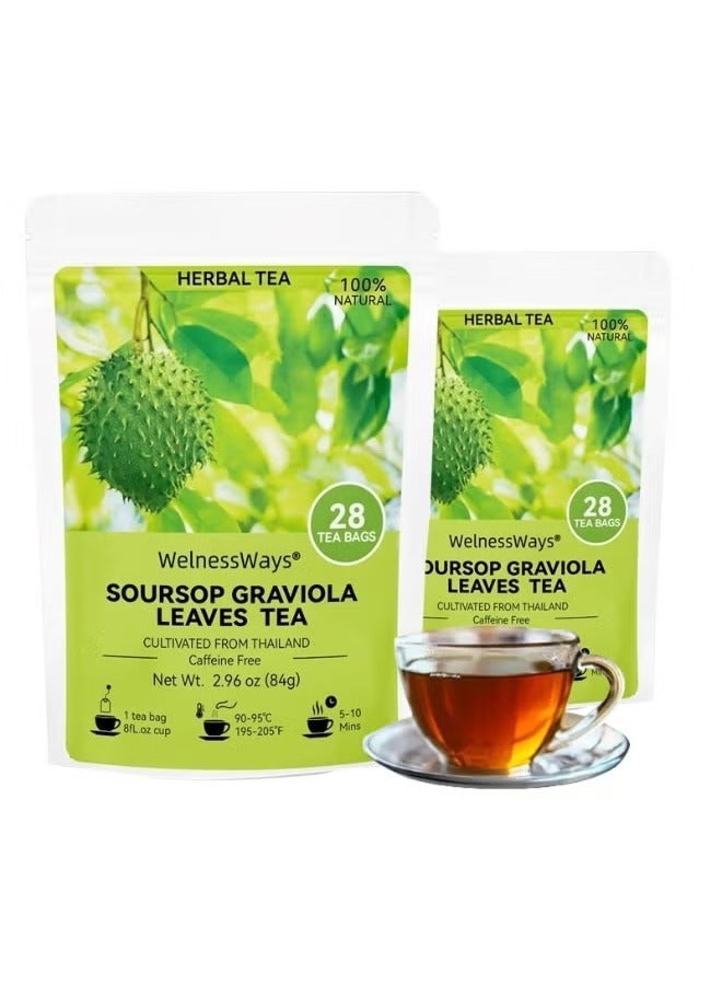 WelnessWays 2-PACKS 100% Pure Soursop Graviola Leaves tea,Annona muricata - Guanabana - Premium Quality 100% Pure Leaf - Image 1