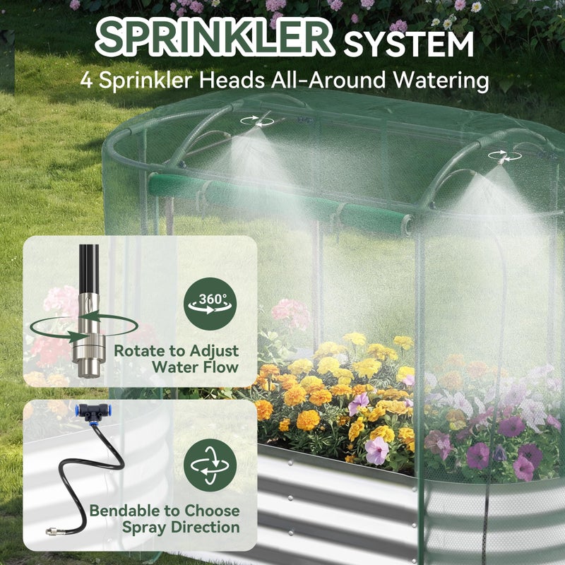 Lineware Raised Garden Bed with Self-Watering System, 4x2x1 ft Elevated Planter Boxes Outdoor with Mesh Cover, Oval Galvanized Raised Beds for Gardening,Vegetables,Flowers, Backyard, Patio - Image 2