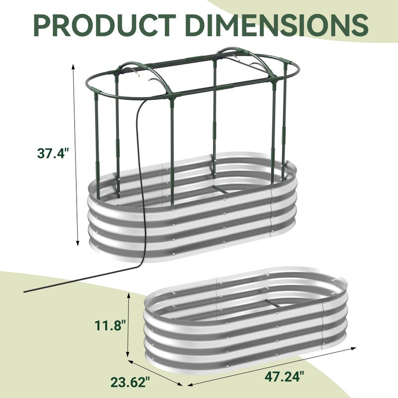 Lineware Raised Garden Bed with Self-Watering System, 4x2x1 ft Elevated Planter Boxes Outdoor with Mesh Cover, Oval Galvanized Raised Beds for Gardening,Vegetables,Flowers, Backyard, Patio - Image 5