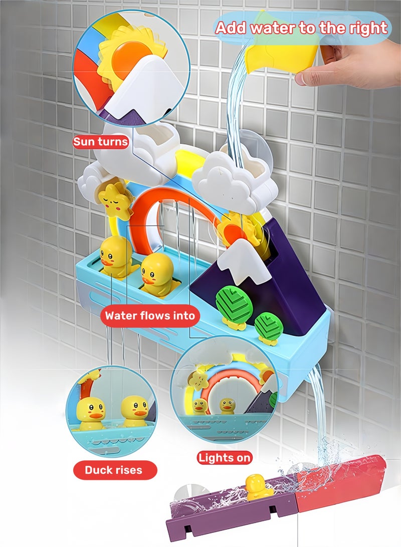 Bath Duck Toy with Light and Music, Toddlers Bathtub Toy with Marble Run, Floating Swimming Duck, Baby Shower Toy, Large Fun DIY Suction Cup Bathtub Mold Free Shower Toy Set - Image 5