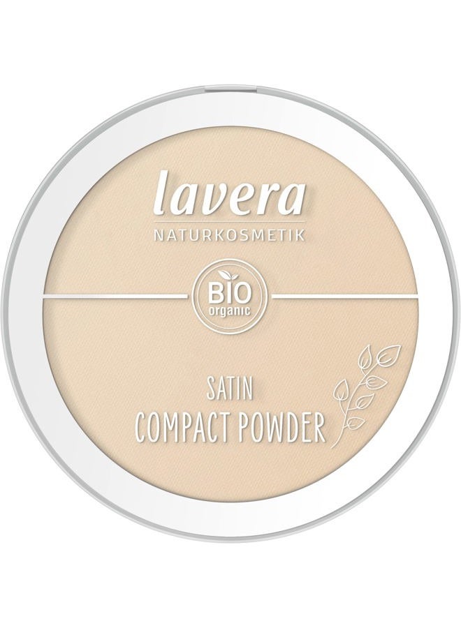 lavera Satin Compact Powder -Medium 02- nude - Organic Almond Oil & Organic Rice Powder - Vegan - Mattifying - Long-Lasting - Velvety Texture (1 x 9,5g) - Image 1