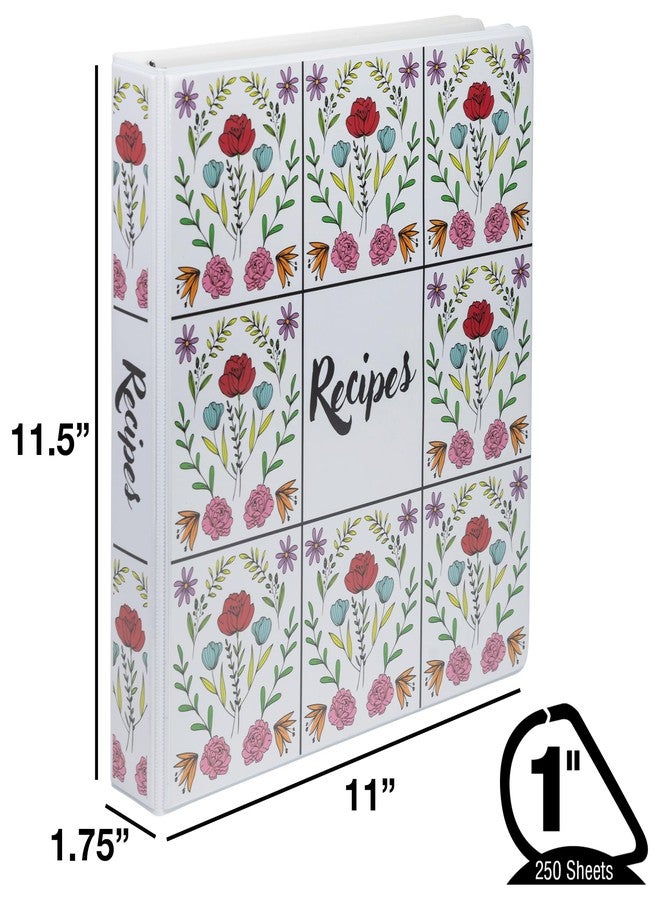 سامسيل مجلد وصفات سامسيل، صفحة كاملة 8.5 × 11 بوصة، حلقة على شكل حرف D مقاس 1 بوصة، تصميم بلاط زهري - Image 2