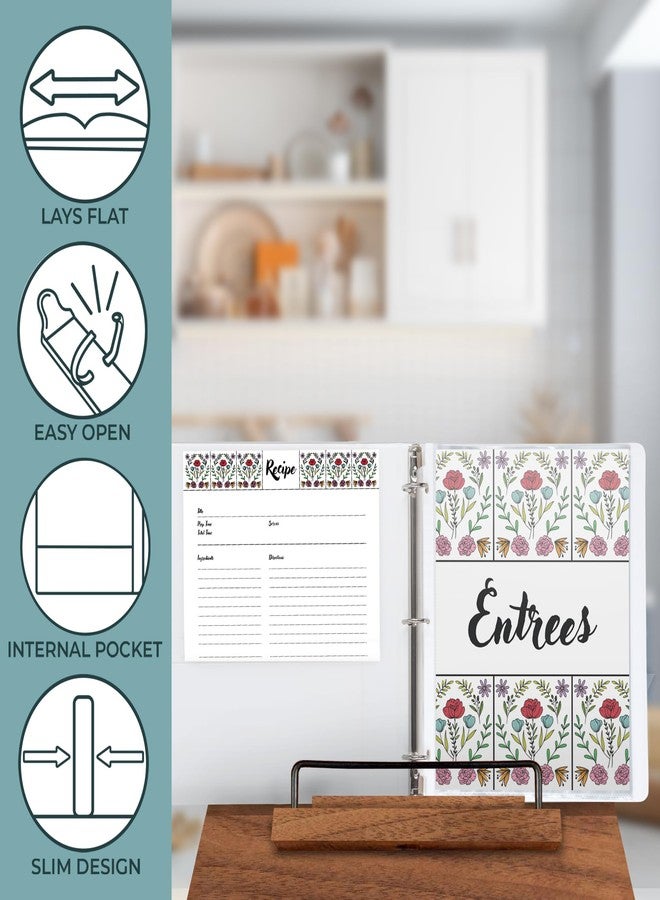 سامسيل مجلد وصفات سامسيل، صفحة كاملة 8.5 × 11 بوصة، حلقة على شكل حرف D مقاس 1 بوصة، تصميم بلاط زهري - Image 4