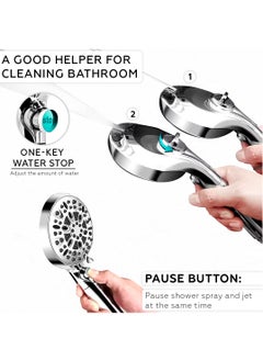 AMROAH Shower Head with Filtration Hard Water for Bathroom, High Pressure 10 Spray Mode Filtered Hand Held Showerhead Nozzle with Turbocharged for Bath Spa Massage with Filter Stones Balls  - Image 3