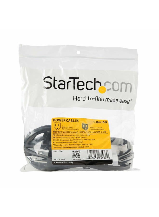 StarTech .com 6ft NEMA Power Cord with 125 Volts at 13 Amps - 16 AWG Power Extension Cable Cord - NEMA 5-15R to NEMA 5-15P (PAC1016) - Image 5