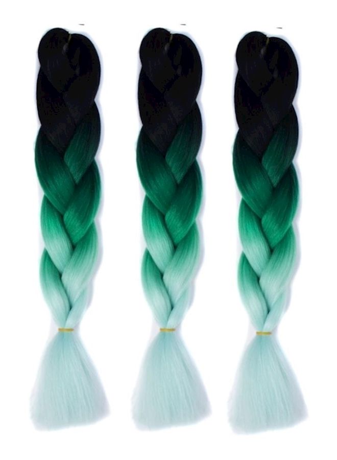 NIBEMINENT 3-Piece African Braids Hair Extension Wig Green/White/Black 60cm