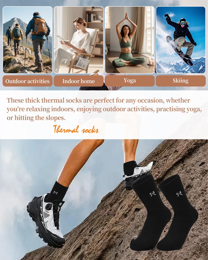 Soxbang Women's Thermal Boot Socks with Plush Lining - Ultra Warm Winter Socks for Extreme Cold, 3 Pairs US(5-9) Bow Black+White+Gray - Image 5