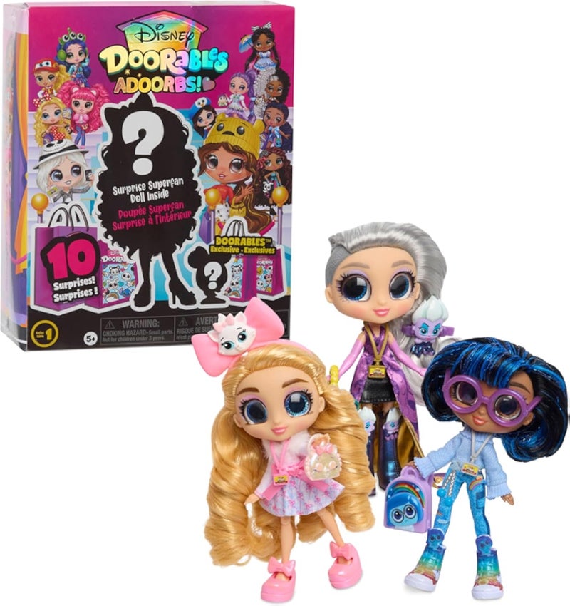 Masha Disney Doorables Just Play ADOORBS Dolls with Accessories, 11 Pieces, 14 cm Surprise Collectible Doll, Children's Toy from 5 Years