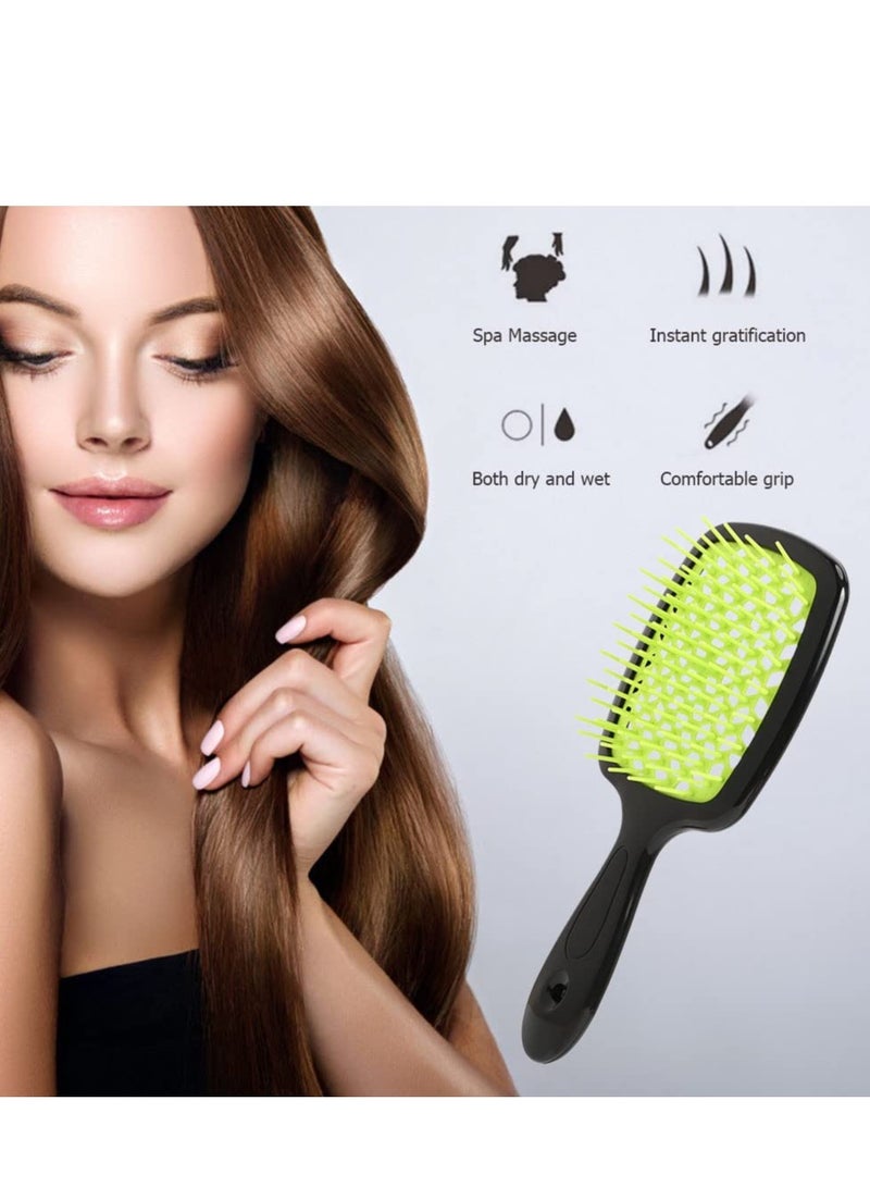Max Hair Brush,Detangling Hair Brush, Curl Massage Comb, Detangler Brush for Women Girls Kids Wet and Dry Hair Soft Curly Thick Long Hair (Black Green) - Image 3