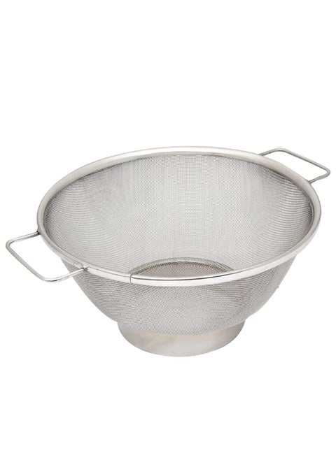 Kuber Industries Small Stainless Steel Colander Strainer Drainer with Handle | Fruits/Vegetable Basket Strainer | Size 10 inch | Standard | Pack Of 1 | Silver