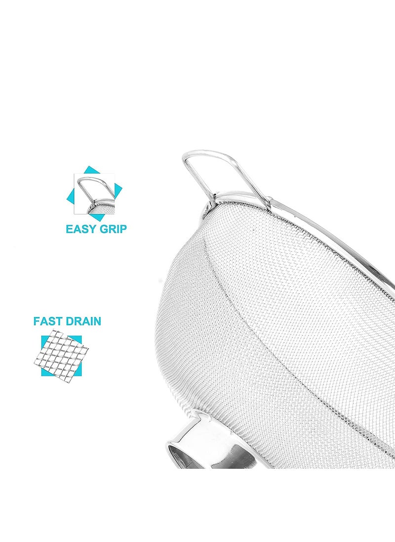 Kuber Industries Small Stainless Steel Colander Strainer Drainer with Handle | Fruits/Vegetable Basket Strainer | Size 10 inch | Standard | Pack Of 1 | Silver