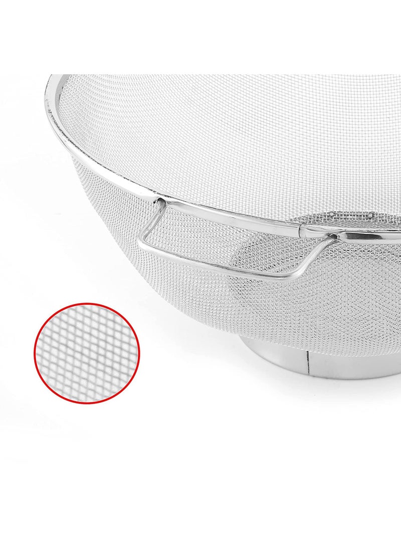 Kuber Industries Small Stainless Steel Colander Strainer Drainer with Handle | Fruits/Vegetable Basket Strainer | Size 10 inch | Standard | Pack Of 1 | Silver