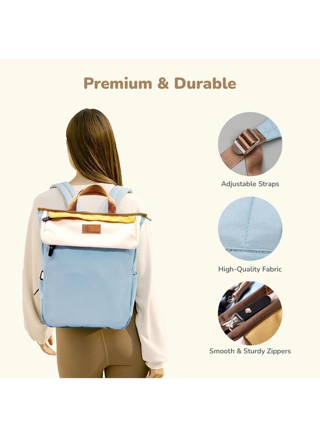 R for Rabbit Caramello Daisy Diaper Bags for Mother, Multipurpose & Large Capacity Stylish Maternity Diaper Backpack for Mom (Blue Cream) - Image 5