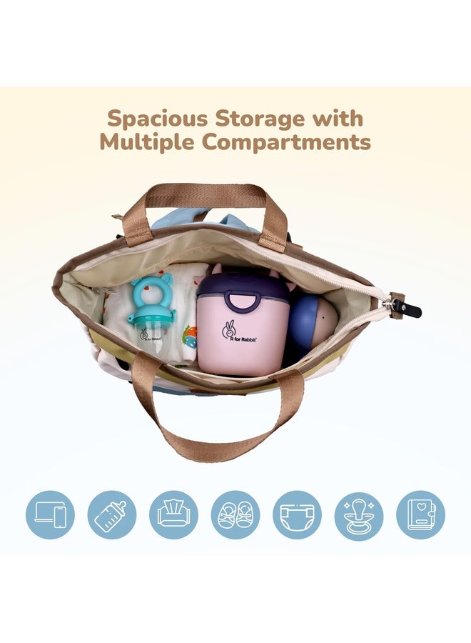 R for Rabbit Caramello Daisy Diaper Bags for Mother, Multipurpose & Large Capacity Stylish Maternity Diaper Backpack for Mom (Blue Cream) - Image 2