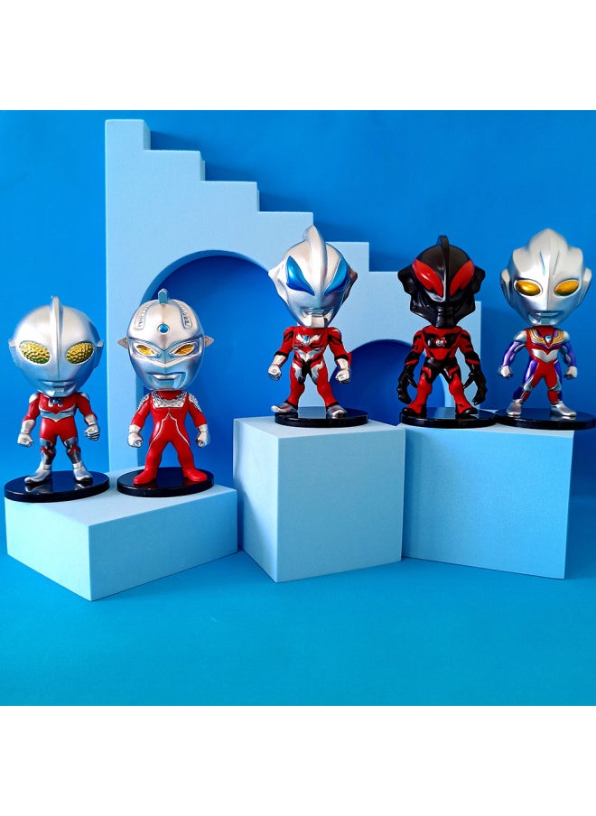 Generic - Big Head Ultraman Blind Box Handmade Children's Toys Primary School Boys Cake Gift Doll Decoration Car Ornaments-Color:1 Ultraman 3rd Generation [set Of 8]-Specifications:Boxed - Image 1