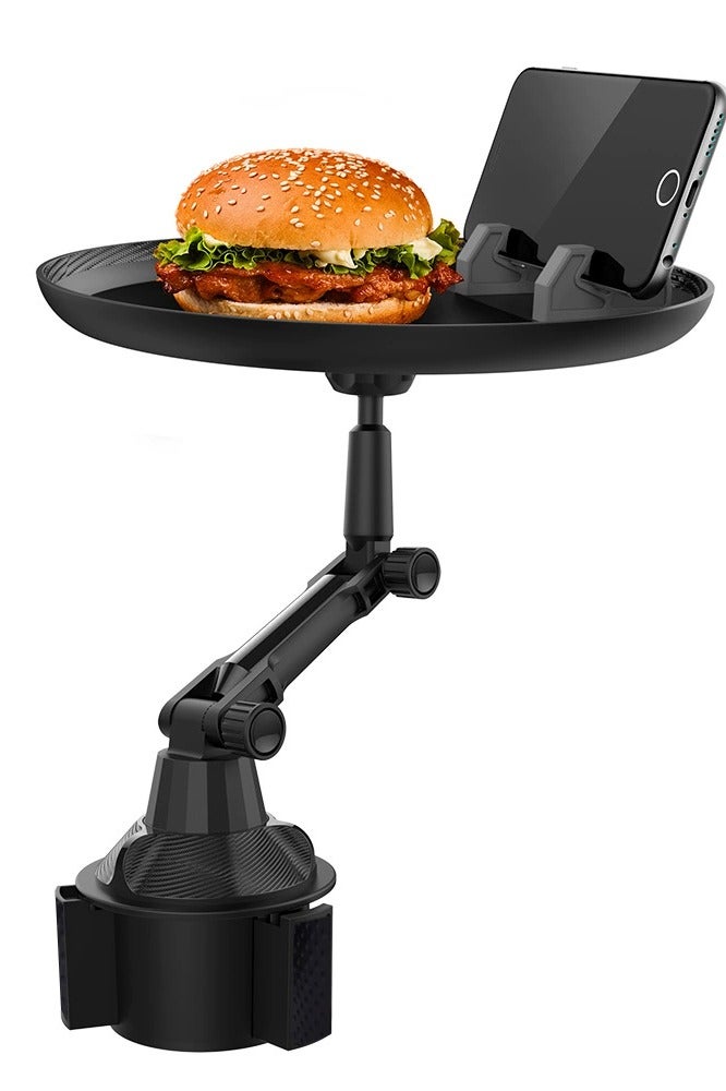 QP Adjustable Car Tray Table for Eating with Phone Slot and Swivel Arm Black - Image 1