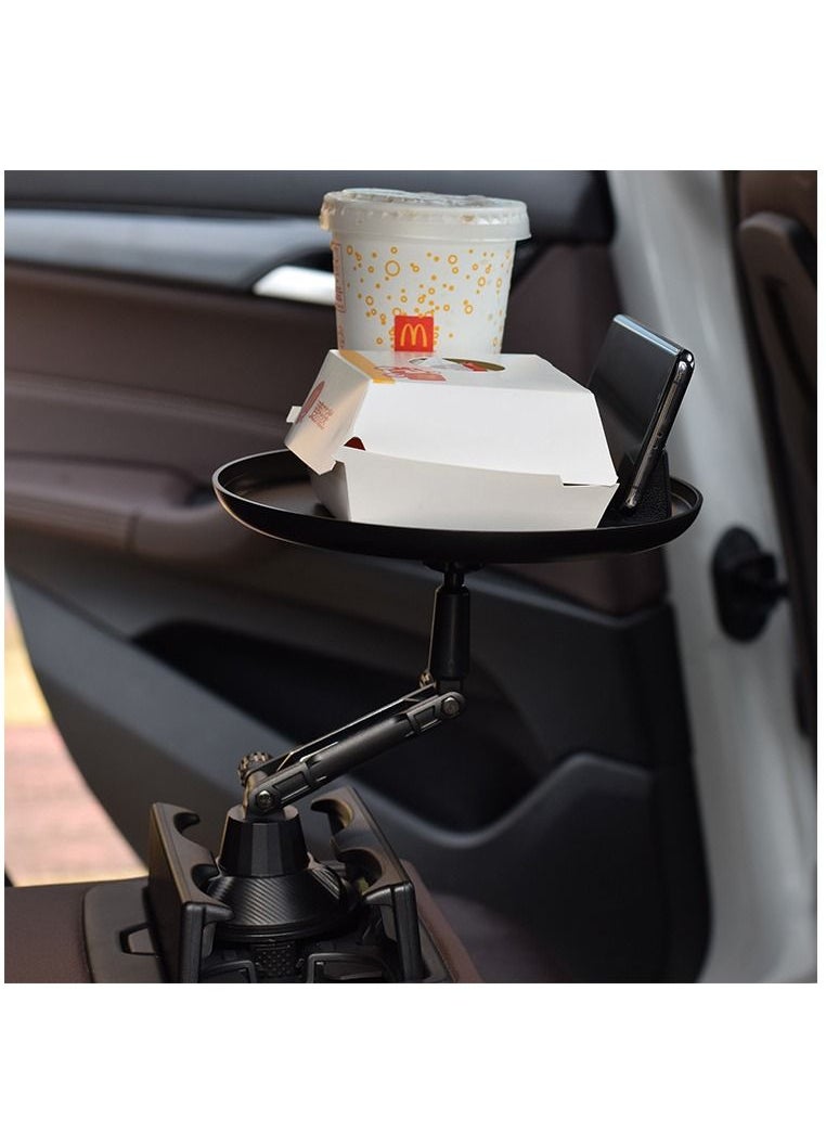 Adjustable Car Tray Table for Eating with Phone Slot and Swivel Arm Black