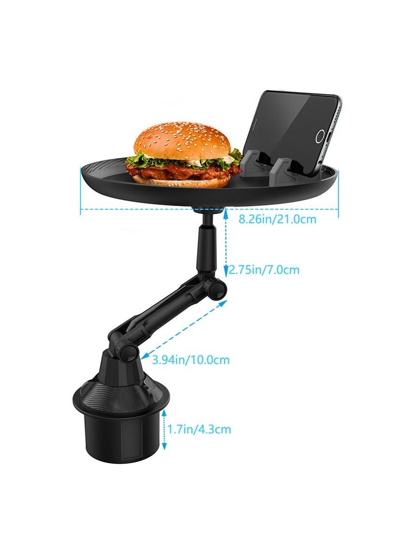 QP Adjustable Car Tray Table for Eating with Phone Slot and Swivel Arm Black  - Image 2