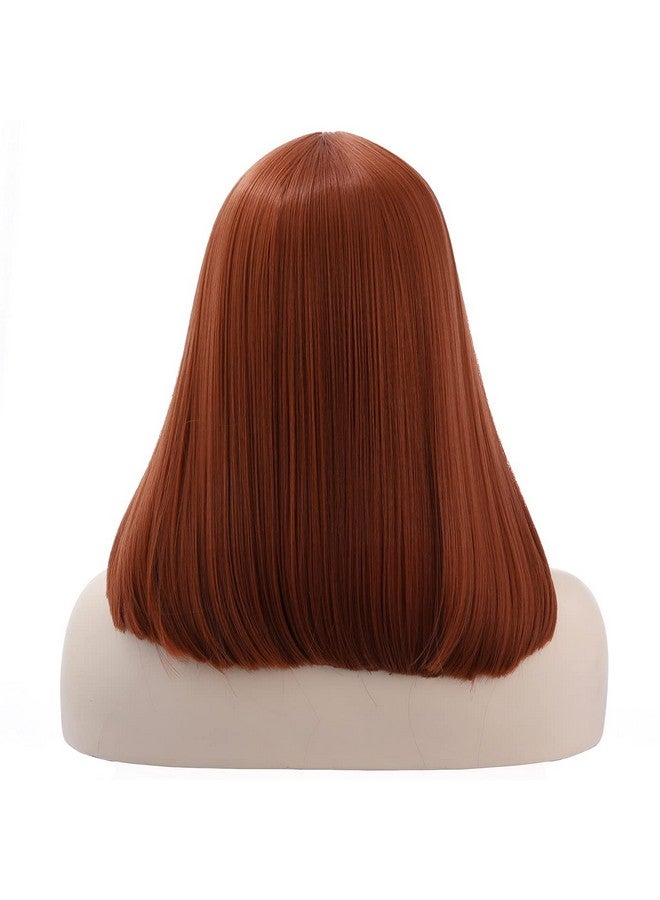 BERON Dark Orange Wigs Straight Middle Length Wig Middle Part Women'S Wig For Cosplay Halloween Party Or Daily Use Wig Cap Included - Image 5