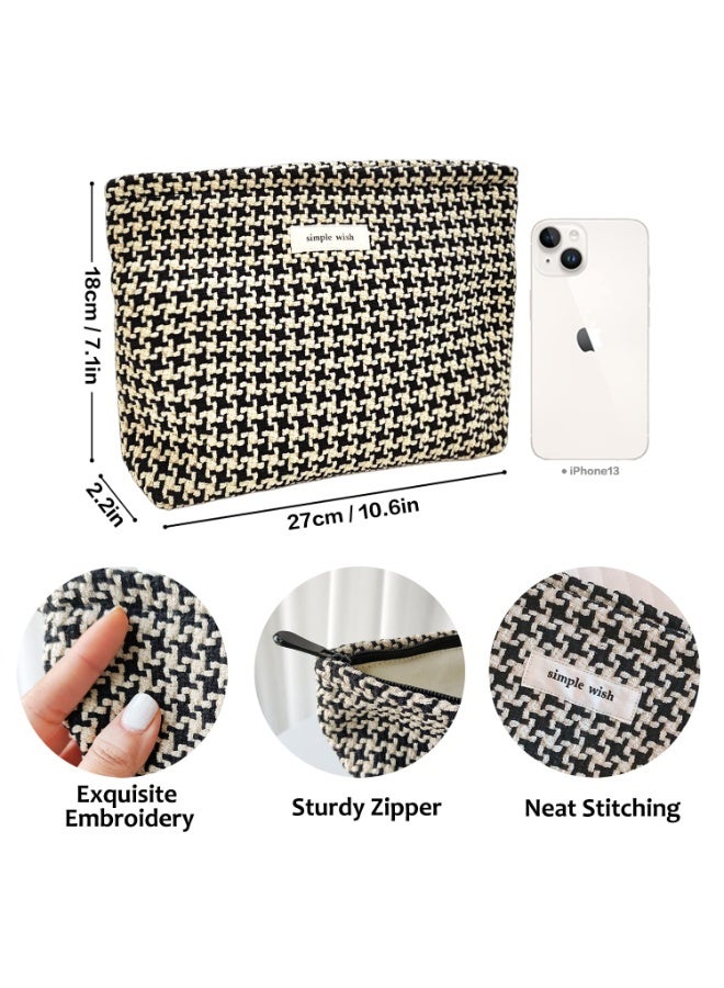 jaexest Flower Cosmetic Bags Makeup Bags for Women and Girls,Travel Makeup Bag Large Capacity Canvas Makeup Bag,Makeup Organizer Bag Zipper Pouch, Checkered, Large Capacity Aesthetic Makeup Bags Zipper - Image 4