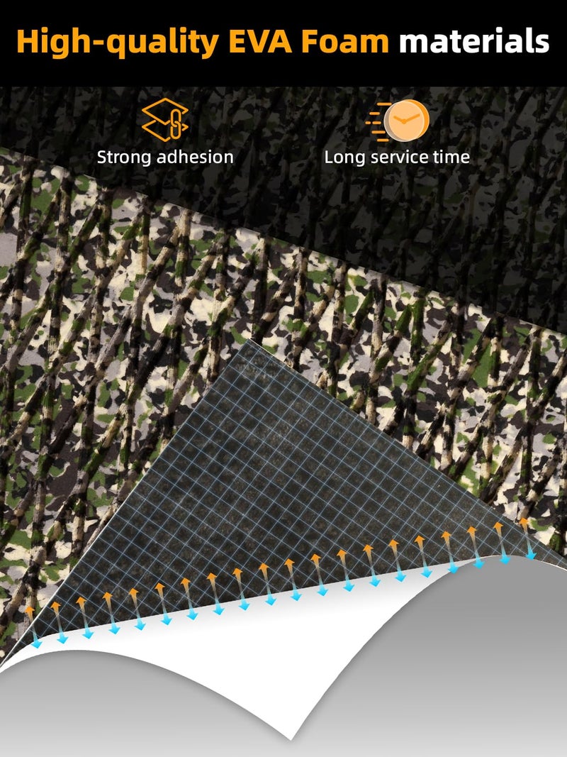 FOCEAN Boat Flooring EVA Foam Boat Decking Camo Marine Flooring Self-Adhesive Marine Mat for Motorboat RV Yacht Kayak, 94.5''x 15.7'', Camo Jungle - Image 2