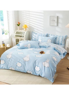 Sharpdo 4-Pieces Quilt Set Polyester Soft Bed Sheet Set Comforters without Core with 1Quilt Cover 150x200 cm 1 Flat Sheet and 2 Pillowcases  - Image 1