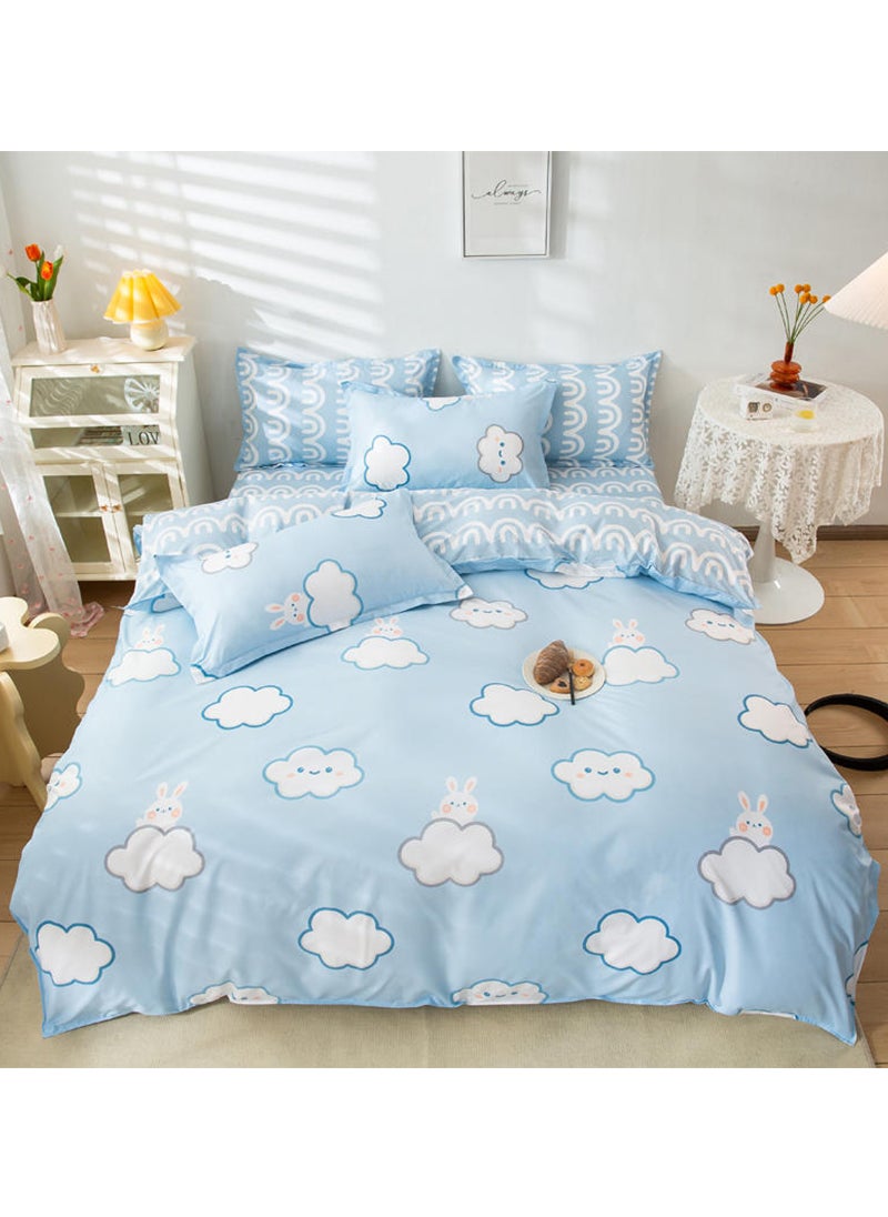 Sharpdo - 4-Pieces Quilt Set Polyester Soft Bed Sheet Set Comforters without Core with 1Quilt Cover 150x200 cm 1 Flat Sheet and 2 Pillowcases - Image 1