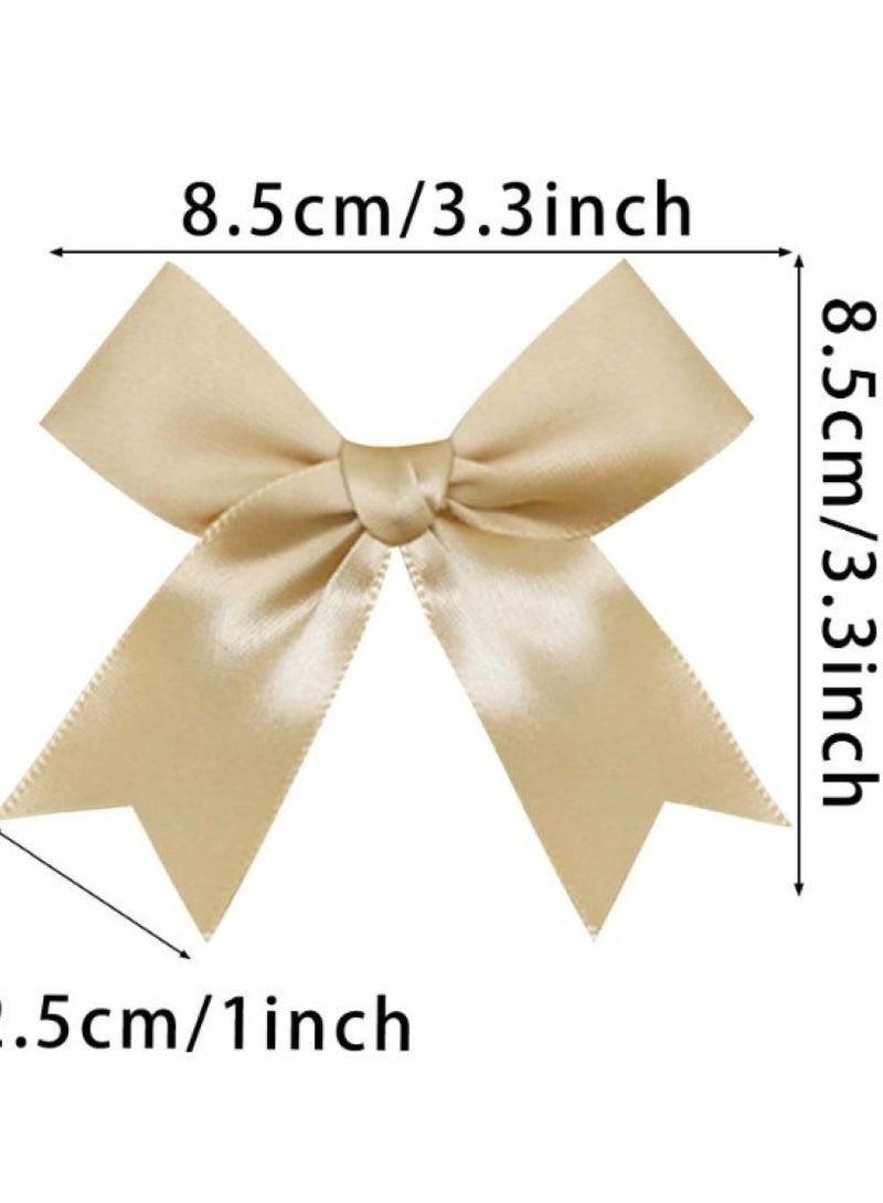 Golden satin bow ribbon to decorate boxes and gifts for baby showers and birthdays, 25 pieces - Image 3