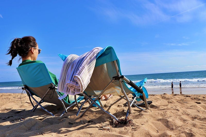 Nice C Low Beach Camping Folding Chair, Ultralight Backpacking Chair with Cup Holder & Carry Bag Compact & Heavy Duty Outdoor, Camping, BBQ, Beach, Travel, Picnic, Festival (Set of 1 Blue) - Image 2