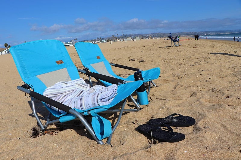Nice C Low Beach Camping Folding Chair, Ultralight Backpacking Chair with Cup Holder & Carry Bag Compact & Heavy Duty Outdoor, Camping, BBQ, Beach, Travel, Picnic, Festival (Set of 1 Blue) - Image 4