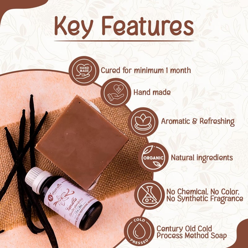 Naturalis Hand made Solid Premium Vanilla soap Luxury Vanilla soap bar Cold process natural organic soap 100 grams - Image 2
