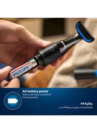 ماكينة تشذيب شعر الجسم BG1024/16 من Philips | أداة تشذيب الجسم والفخذين المقاومة للماء | مشط ثنائي الاتجاه، نظام حماية للبشرة | مع بطارية AA الأسود / الأزرق - view 5