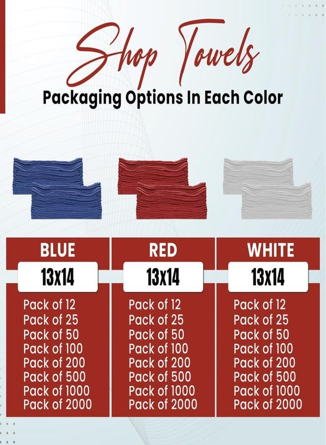 SupremePlus Auto Mechanic Shop Towels (13"x14"), 12 Pack Red - 100% Cotton Commercial Grade Rags for Cleaning & Maintenance, Garage Supplies - Professional Mechanics Reusable Wipes - Image 5