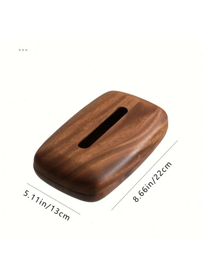 Retro Short Wide Tissue Box Modern Minimalist Wooden Design Tool Free Lid - Image 3
