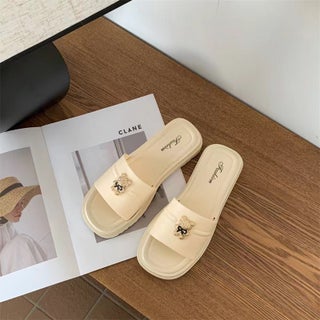 Spring and Summer New Ins Flat Sandals and Slippers Casual All-match Outer Wear Plaid Slippers Womens Fashionable Beach Slippers for Women Beige-Bear Band - pzsku/ZD8BAB762F2DB0694C2AFZ/45/1746186379/f074d1b4-8965-48bf-85c5-a5ee8f4d3753
