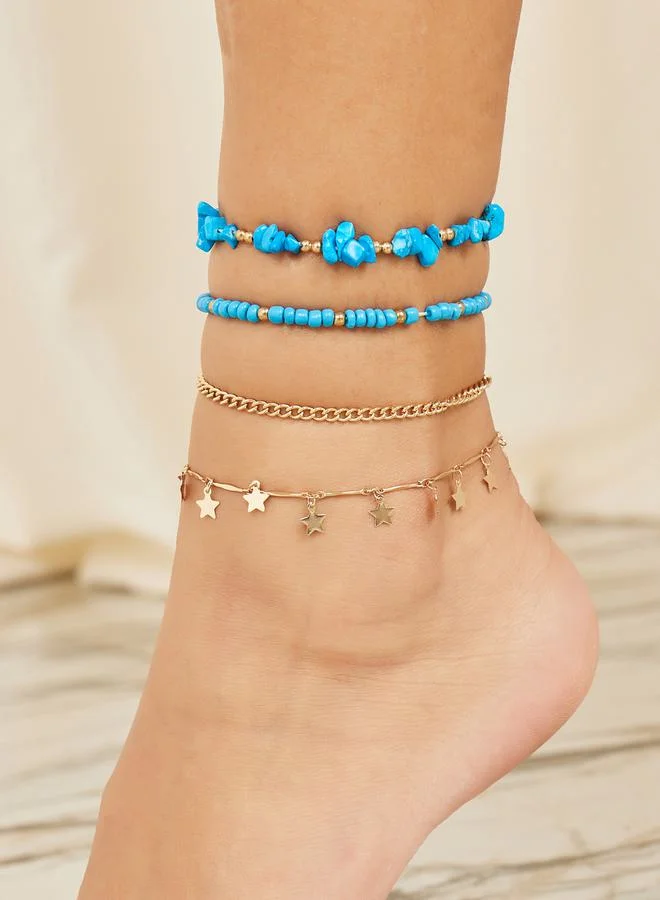 Styli Set of 4 - Star Drop Chain Anklet