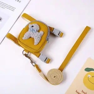 Generic Cat Small Dog Traction Rope Anti-break Adjustable Backpack Style Four Seasons Cat Dog Walking Rope Home Traction Rope Yellow backpack style