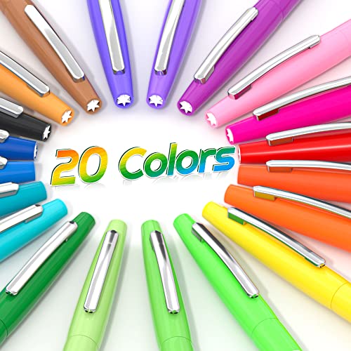 Lelix 20 Colors Felt Tip Pens, Medium Point Assorted Colors Markers Pens For Journaling, Writing, Note Taking, Planner Coloring, Perfect for Art Office and School Supplies - Image 2