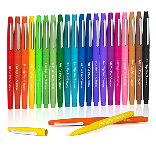 Lelix 20 Colors Felt Tip Pens, Medium Point Assorted Colors Markers Pens For Journaling, Writing, Note Taking, Planner Coloring, Perfect for Art Office and School Supplies - Image 1