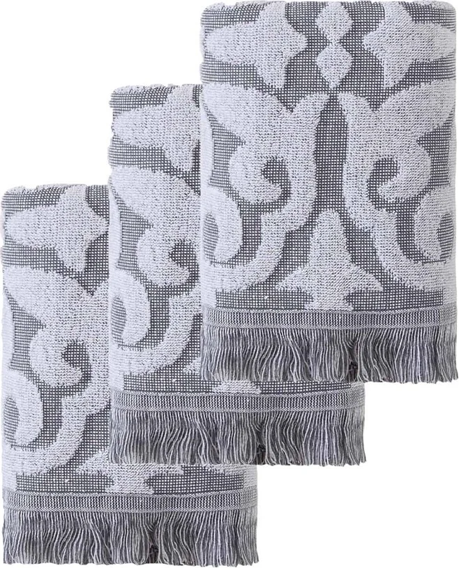 Efabrika Lesly Cotton 3 Piece 40X75 Hand Face Towel Set - Gray